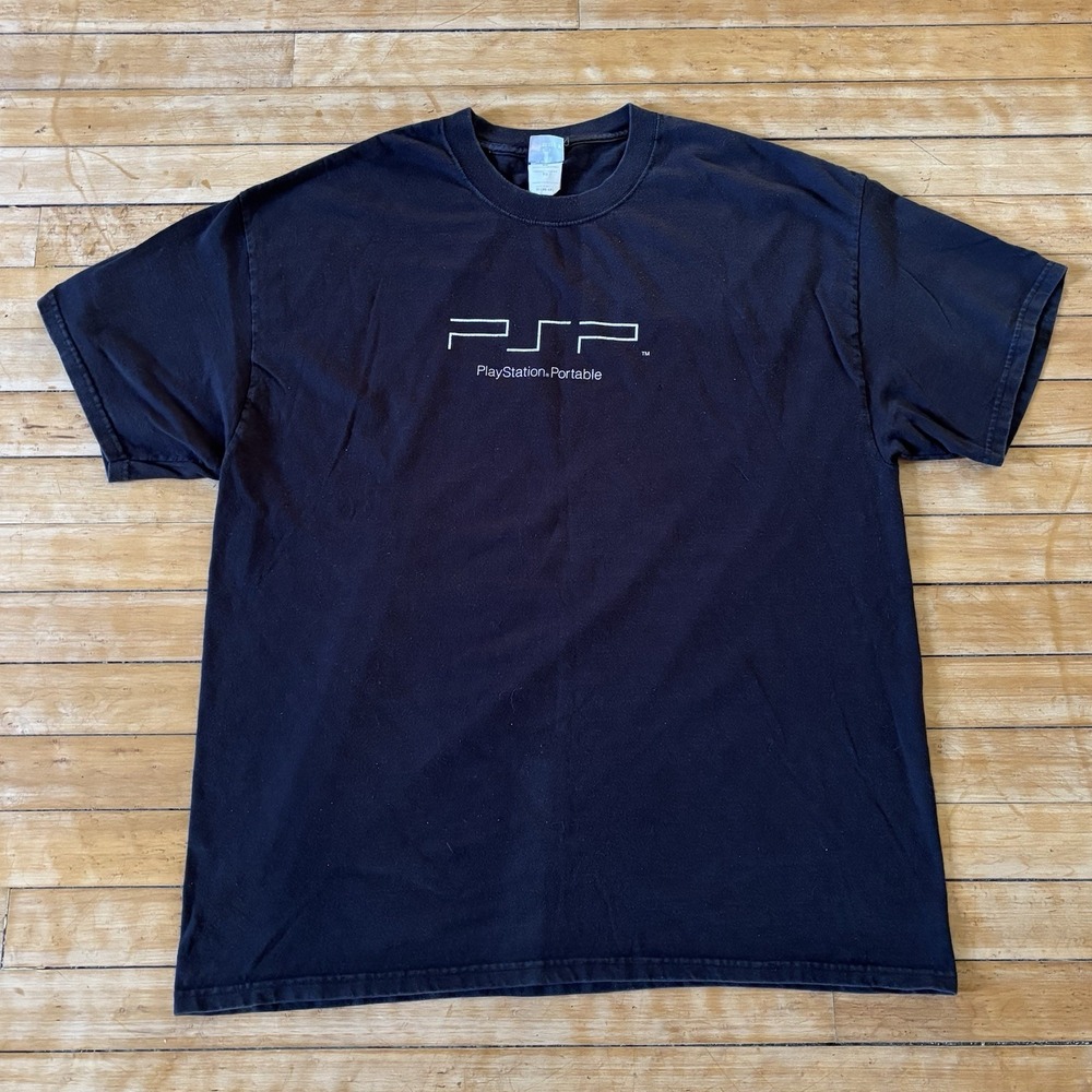 VTG Sony Playstation Portable PSP Promo Tee T-Shirt Size XL Black Faded 2005